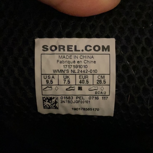 SOREL Joan Rain Wedge Blk Sea Salt 9.5 - Picture 4 of 8